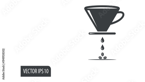 Coffee Dripping Icon: A simple coffee dripping icon, showcasing the elegant process of coffee brewing. Minimalist design for any cafe related project. 
