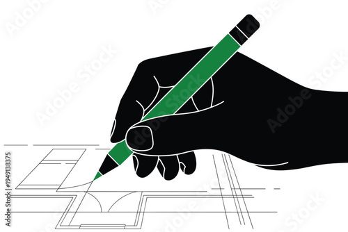 Architectural Drawing Hand, design planning concept
