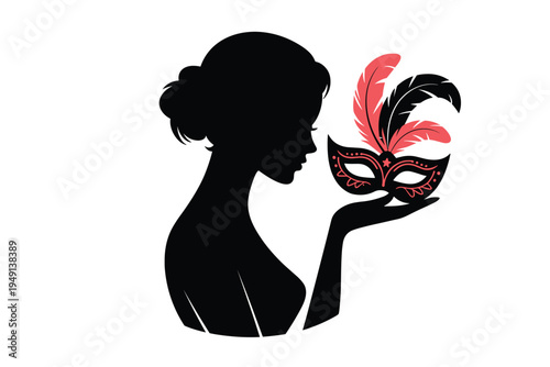 Masquerade Mask Silhouette, mystery elegance concept