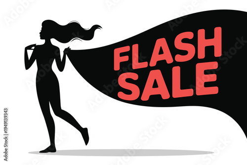Flash Sale Woman Silhouette, dynamic shopping concept