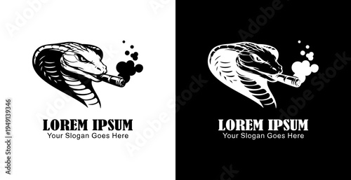 The logo design is in the shape of a cobra's head smoking a cigar