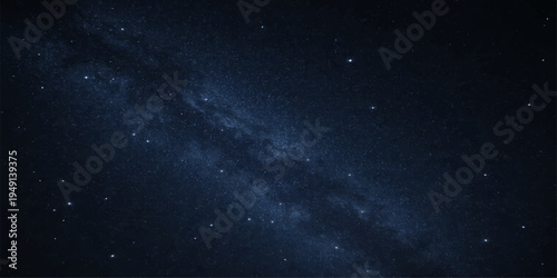 A deep space nebula glows with bright stars and abstract cosmic dust across a dark blue starry night sky background