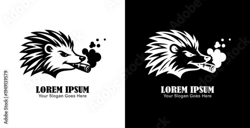 The logo design is in the form of a hedgehog's head smoking a cigar with a side view