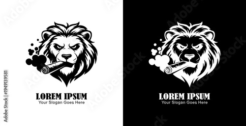 The logo design is in the form of a lion's head smoking a cigar