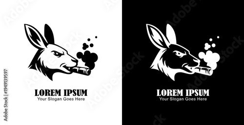 The logo design is in the shape of a kangaroo's head smoking a cigar
