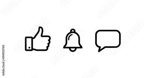 Social Media Icons Like, Notification, and Comment