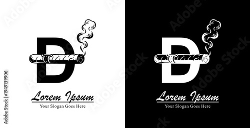 D letter logo design combined with a cigar