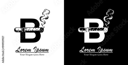 The design of the letter B logo combined with a cigar