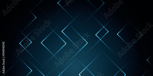 Dark blue abstract background with repeating, connected glowing square lines. Modern and futuristic checkered line design for covers, banners, brochures, presentations, and certificates. EPS. 4