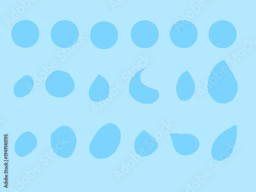 Water drop collection set. Illustrations of water droplets in various shapes.