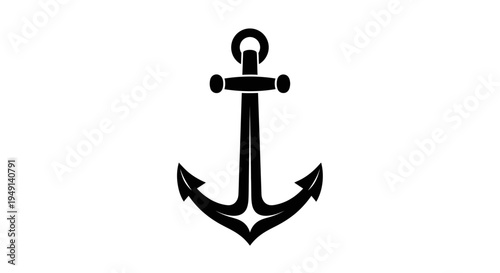 Black Anchor Icon Symbol Graphic.