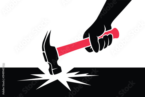 Hammer Breaking Barriers, strength and breakthrough concept