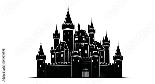 Large Medieval Castle Architecture Structure.