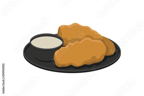 Fried Chicken Nuggets with Dip, comfort food concept