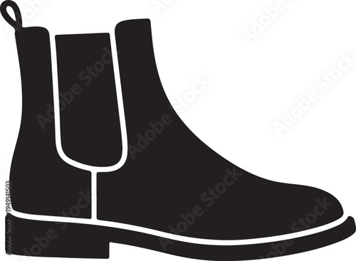  Chelsea boots icon in silhouette on white background.