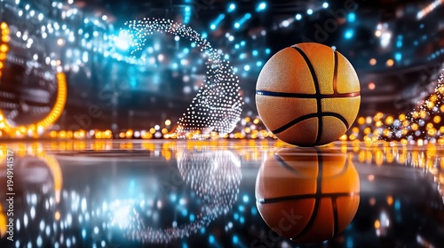 Wallpaper Mural Vibrant Basketball and Dynamic Lights in Modern Arena Setting Torontodigital.ca