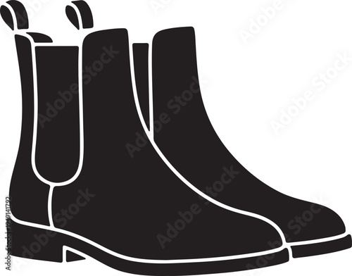 Chelsea boots icon in silhouette on white background۔