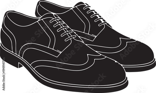 Brogue shoes icon in silhouette on white background..