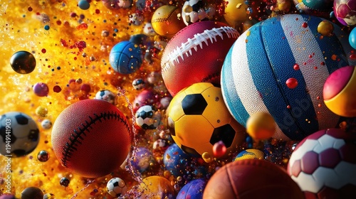 Wallpaper Mural Vibrant Collection of Sports Balls in Dynamic Colorful Background Torontodigital.ca