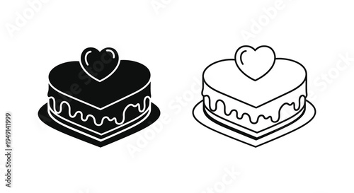 Two heart shaped cakes in contrasting styles a striking silhouette high quality