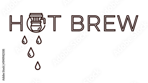 Hot Brew Concept: An illustrative design element of a 'Hot Brew' concept, featuring a coffee-making device with water droplets in a monochrome palette. 