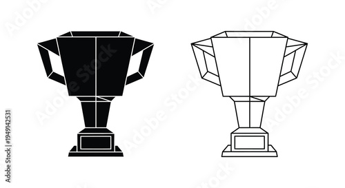 Geometric trophy designs showcasing a stark black form and line art silhouette