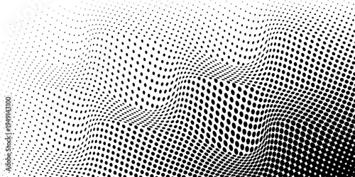 Wave halftone pattern. Halftone dots background. Vector