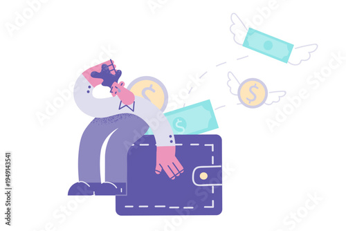 Unhappy man stressed with financial problems