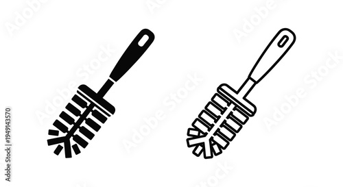 Two black cleaning brushes displayed simple outline style silhouette high quality