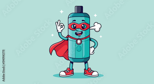 Superhero Vape Pen Cartoon Character Illustration.