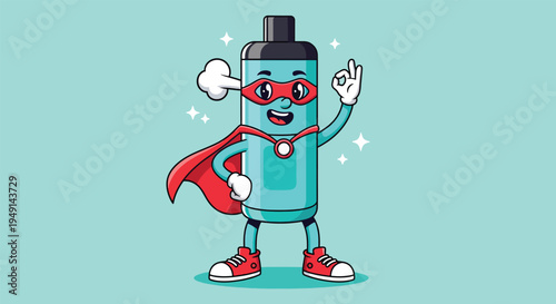 Superhero Vape Pen Cartoon Character with Cape and Mask.