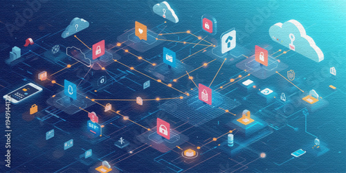 Digital Data Network Connection Over World Map Concept