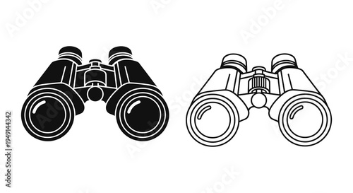 Two pairs of binoculars in black and white a striking silhouette