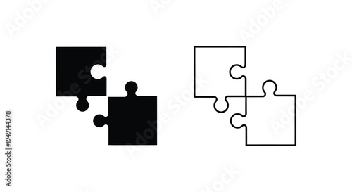 Two puzzle pieces one dark and one light nearly connecting silhouette