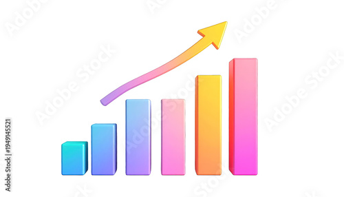 Free Download Colorful 3D bar chart with an upward-pointing arrow on a black background (1) - GFXLoad