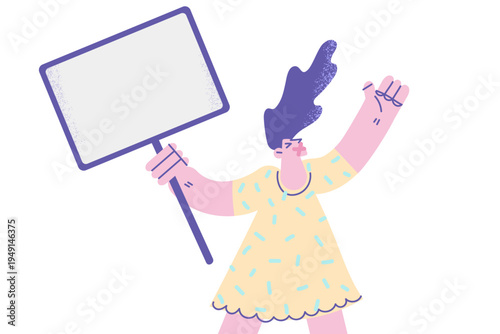 Woman with banner protest for freedom of speech