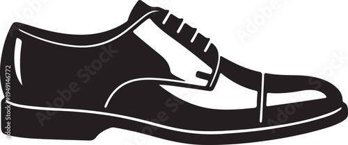 Patent leather dress shoes icon in silhouette on white background...
