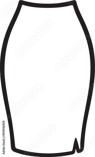 Pencil skirt icon in silhouette on white background.