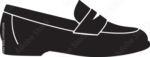  Penny loafers icon in silhouette on white background.