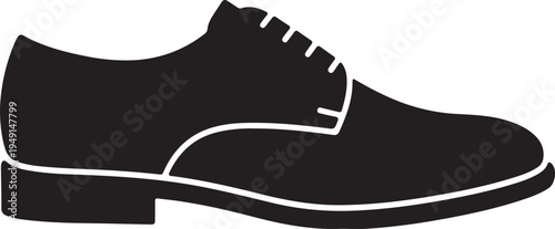Plain toe dress shoes icon in silhouette on white background.