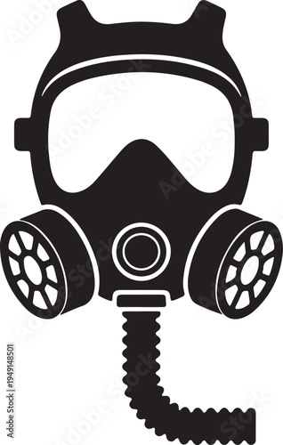Respirator mask icon in silhouette on white background.