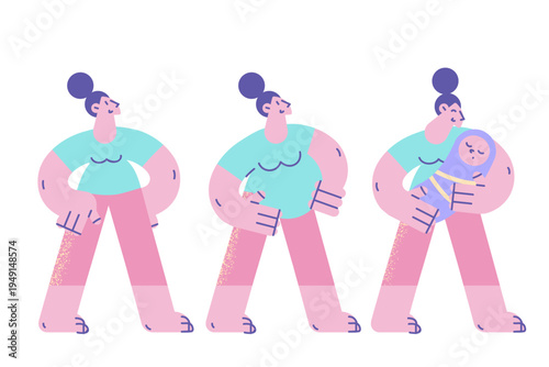 Change of woman body before and after pregnancy