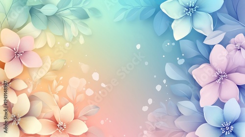 Colorful Flowers Arranged in a Gradient Pattern on a Blank Background