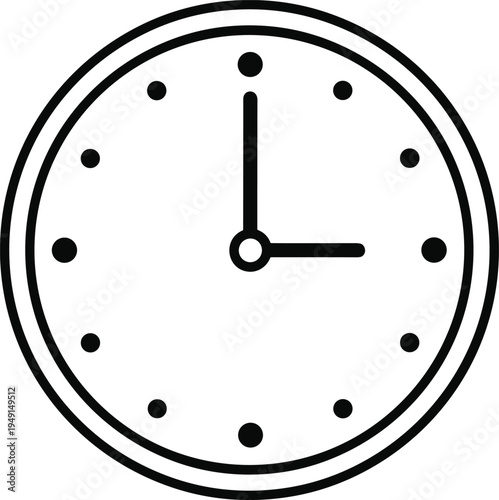 Minimal line analog wall clock icon showing time measurement concept for schedule management productivity planning interface design