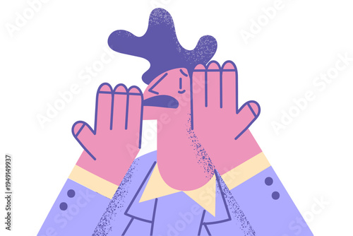 Stressed man suffer from panic attack