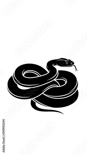 Black Snake Silhouette Illustration.