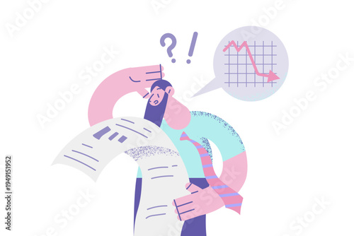 Unhappy businessman stressed with company bad report