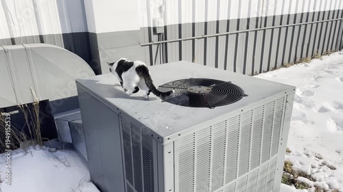 Cat Relaxing In Warm Sun On Snowy Day
