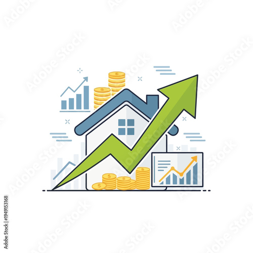 Increasing house value graph chart.