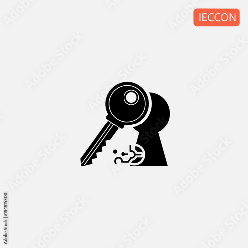 Key Unlocking Silhouette Security Concept.